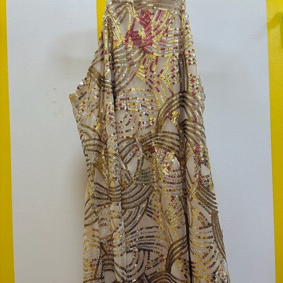Vintage Charlotte Russe Gold & Silver Sequin Halter dress Size L